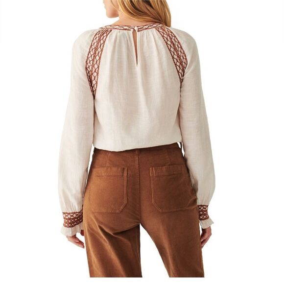 Faherty Arles Embroidered‎ Long Sleeve Top, Renaissance, Beige, Small (4/6), NWT - Picture 13 of 16
